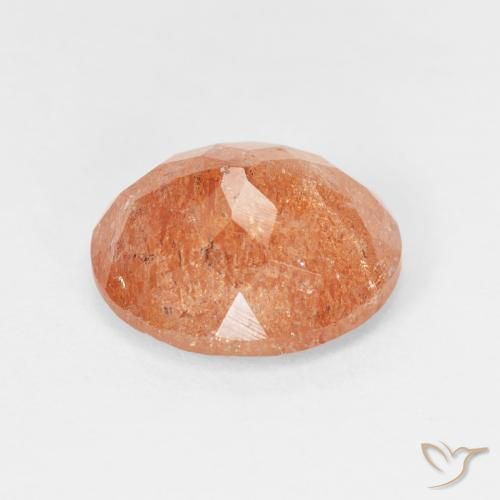 Pierre de soleil Orange rougeâtre naturelle ovale, 4.38 ct, Translucide