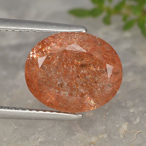 4.54ct Naturel Orange rougeâtre Pierre de soleil, ovale, Translucide
