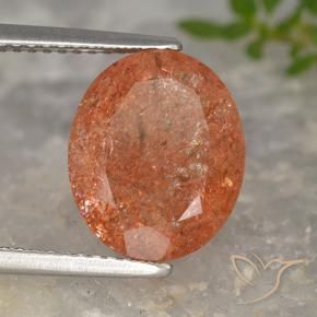 Pierre de soleil Orange rougeâtre naturelle ovale, 4.54 ct, Translucide