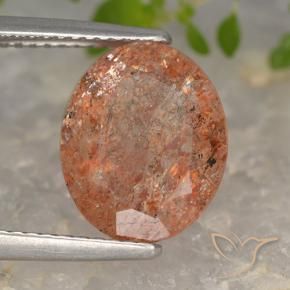 Pierre de soleil Orange rougeâtre naturelle ovale, 3.81 ct, Translucide