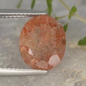 Pierre de soleil Orange rougeâtre naturelle ovale, 4.15 ct, Translucide