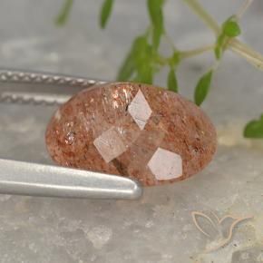 Pierre de soleil Orange rougeâtre naturelle ovale, 4.15 ct, Translucide