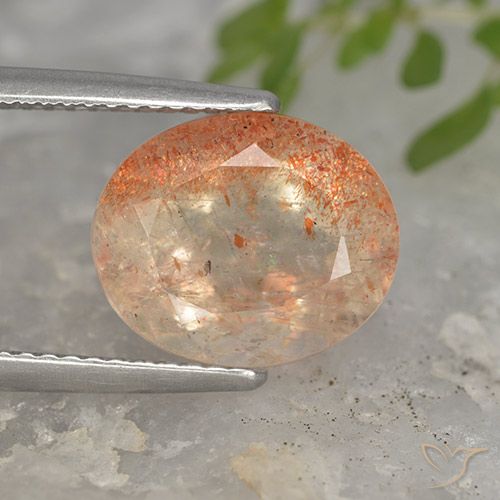 5.09ct Naturel Orange tigre léger Pierre de soleil, ovale, Translucide