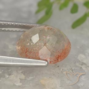 Pierre de soleil Orange tigre léger naturelle ovale, 5.09 ct, Translucide