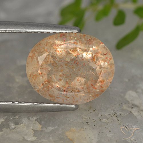 5.02ct Naturel Orange clair Pierre de soleil, ovale, Translucide