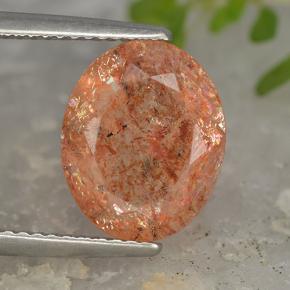 Pierre de soleil orange naturelle coupe ovale, 4,03 ct, translucide