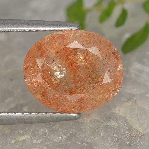 4.32ct Naturel Orange rougeâtre Pierre de soleil, ovale, Translucide
