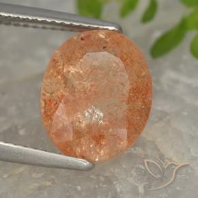 Pierre de soleil Orange rougeâtre naturelle ovale, 4.32 ct, Translucide