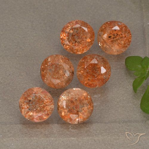 3.13ctw Naturel Orange rougeâtre Pierre de soleil, Tour, Translucide