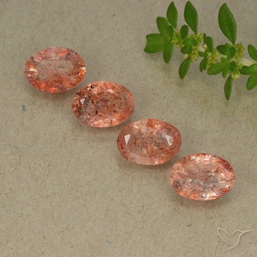 3.07ctw Naturel Orange moyen Pierre de soleil, ovale, Translucide