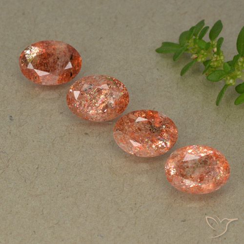 3.06ctw Naturel Orange moyen Pierre de soleil, ovale, Translucide