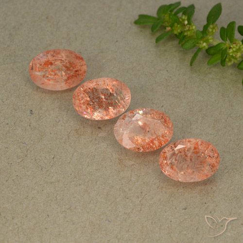 3.36ctw Naturel Orange moyen-léger Pierre de soleil, ovale, Translucide