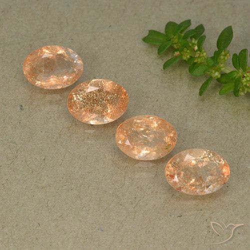 2.97ctw Naturel Orange cantaloup Pierre de soleil, ovale, Translucide