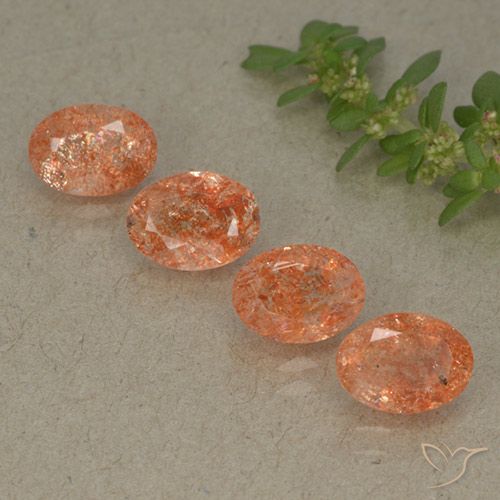 2.95ctw Naturel Orange pamplemousse Pierre de soleil, ovale, Translucide