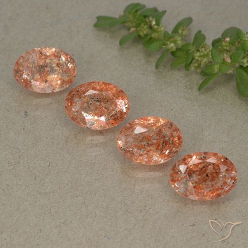 3.02ctw Naturel Orange rougeâtre Pierre de soleil, ovale, Translucide