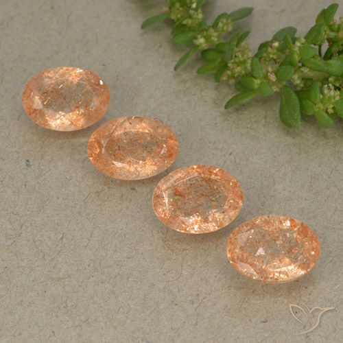 2.94ctw Naturel Orange clair Pierre de soleil, ovale, Translucide