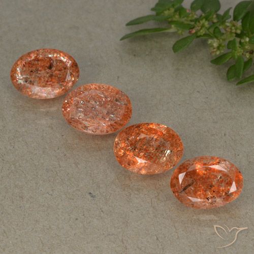 3.06ctw Naturel Orange moyen Pierre de soleil, ovale, Translucide