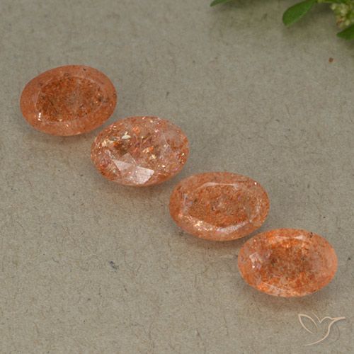 3.08ctw Naturel Orange moyen Pierre de soleil, ovale, Translucide