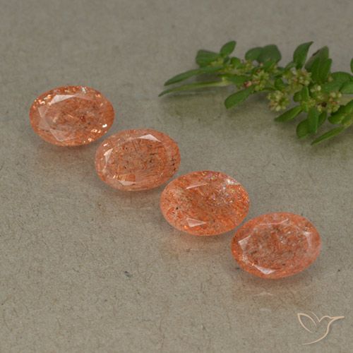 3.58ctw Naturel Orange rougeâtre Pierre de soleil, ovale, Translucide