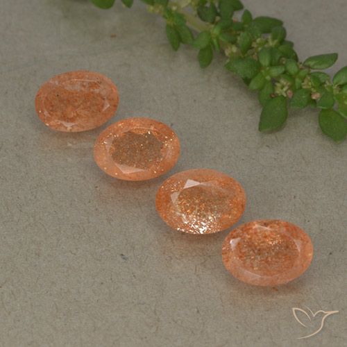 3.69ctw Naturel Orange moyen Pierre de soleil, ovale, Translucide
