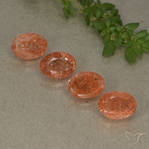 3.22ctw Naturel Orange pamplemousse Pierre de soleil, ovale, Translucide