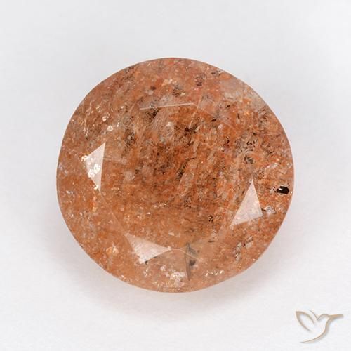 Pierre de soleil orange naturelle coupe roude, 6,01 ct, translucide