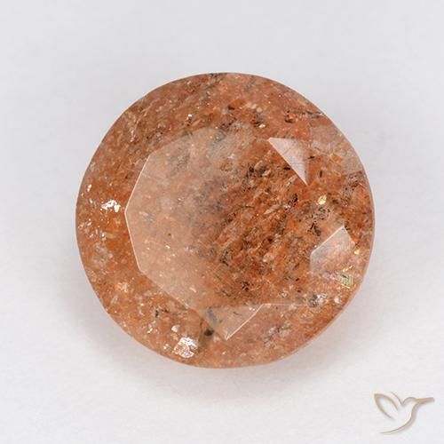 Pierre de soleil orange naturelle coupe roude, 6,01 ct, translucide