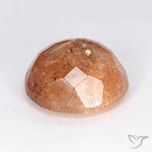Pierre de soleil orange naturelle coupe roude, 6,01 ct, translucide