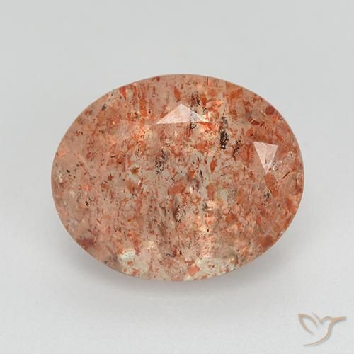 3.49ct Naturel Orange rougeâtre Pierre de soleil, ovale, Transparent
