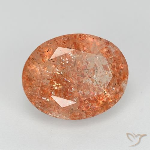 Pierre de soleil Orange moyen naturelle ovale, 3.84 ct, Transparent