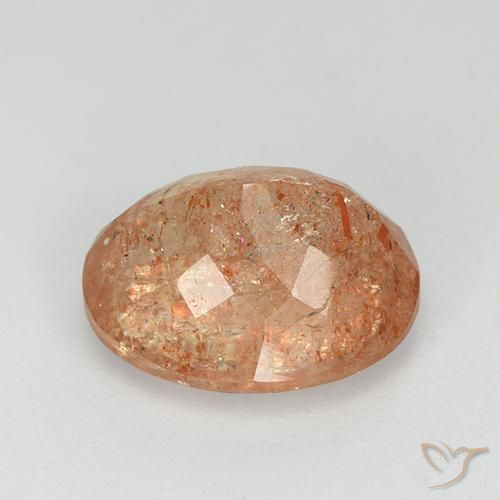 Pierre de soleil Orange moyen naturelle ovale, 3.37 ct, Transparent