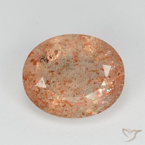 3.06ct Naturel Orange clair Pierre de soleil, ovale, Transparent