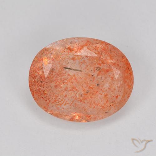 3.33ct Naturel Rouge orange vif Pierre de soleil, ovale, Translucide
