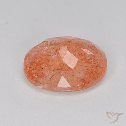 Pierre de soleil Rouge orange vif naturelle ovale, 3.33 ct, Translucide