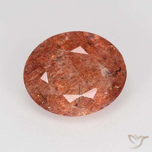 3.81ct Naturel Rouge moyen Pierre de soleil, ovale, Translucide