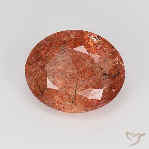 Pierre de soleil Rouge moyen naturelle ovale, 3.81 ct, Translucide