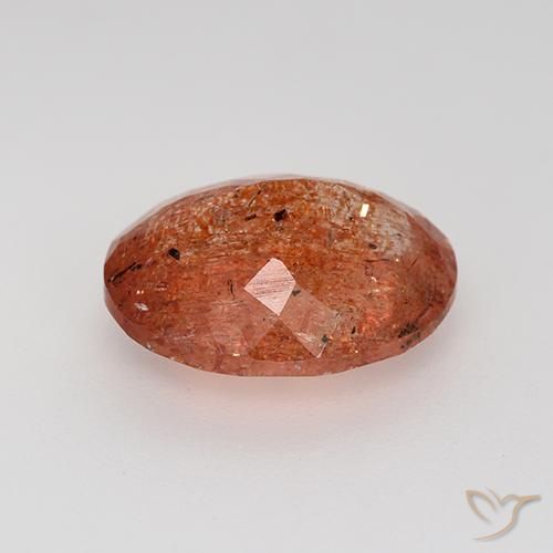 Pierre de soleil Rouge moyen naturelle ovale, 3.81 ct, Translucide