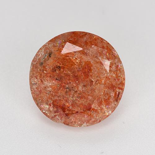 Pierre de soleil orange naturelle coupe roude, 4,13 ct, translucide