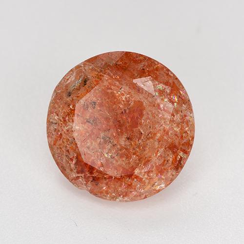 Pierre de soleil orange naturelle coupe roude, 4,13 ct, translucide