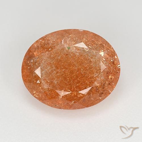 Pierre de soleil Orange moyen naturelle ovale, 4.92 ct, Translucide