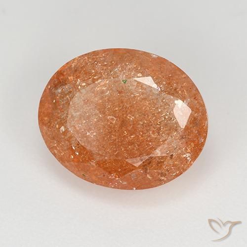 Pierre de soleil Orange moyen naturelle ovale, 4.92 ct, Translucide