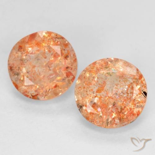 1.59ctw Naturel Orange rougeâtre Pierre de soleil, Tour, Transparent