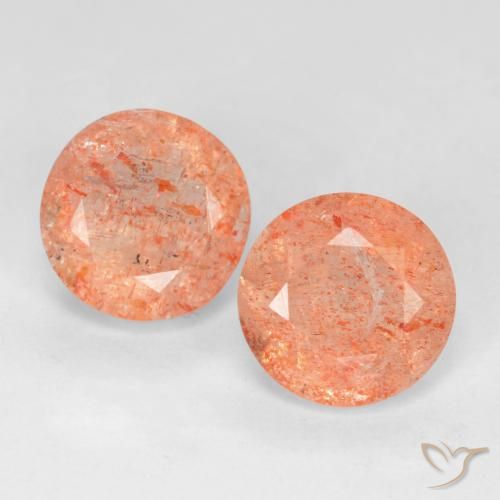 3.50ctw Naturel Orange moyen-léger Pierre de soleil, Tour, Translucide