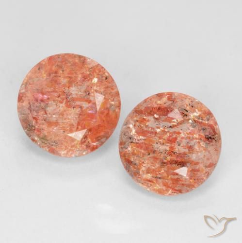 3.37ctw Naturel Orange rougeâtre Pierre de soleil, Tour, Translucide