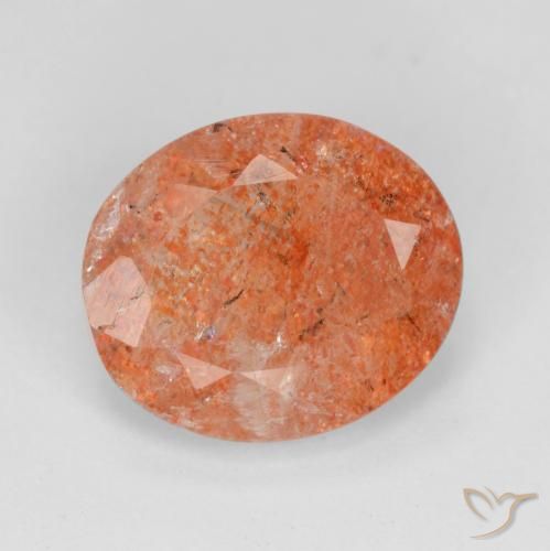 3.52ct Naturel Rouge moyen Pierre de soleil, ovale, Translucide