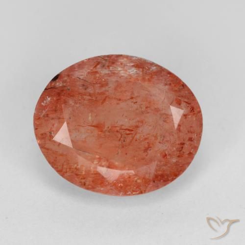 3.80ct Naturel Rouge moyen Pierre de soleil, ovale, Translucide