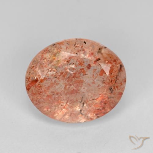 4.50ct Naturel Orange rougeâtre Pierre de soleil, ovale, Translucide