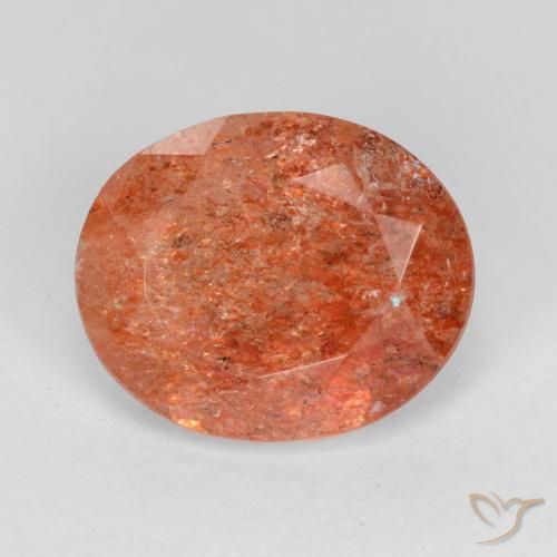 4.16ct Naturel Rouge moyen Pierre de soleil, ovale, Translucide