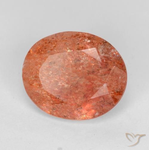Pierre de soleil Rouge moyen naturelle ovale, 4.16 ct, Translucide