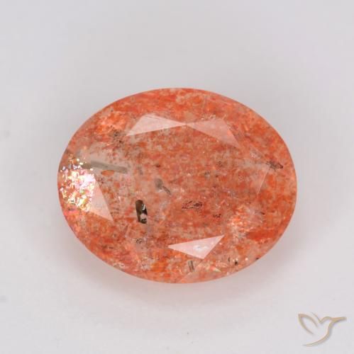 2.48ct Naturel Rouge moyen Pierre de soleil, ovale, Translucide